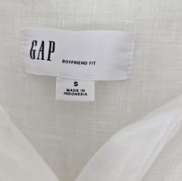 Gap Boyfriend Fit White 100% Linen Button Down Oversized Fit Shirt size Small - Picture 5 of 12